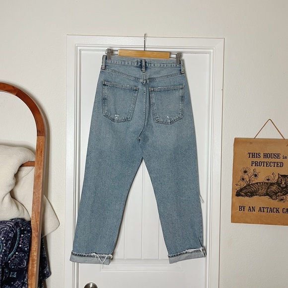 Agolde Distressed Blue Jeans size 25 rigid denim high rise classic casual - Picture 5 of 7